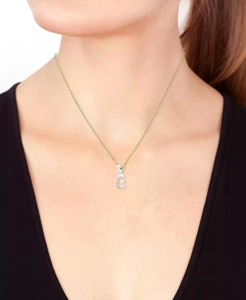 Effy EFFY® Cultured Freshwater Pearl (3-1/2-5mm) & Diamond (1/20 ct. t.w.) Crossover Pendant Necklace in 14k Gold, 18" + 1" extender 2