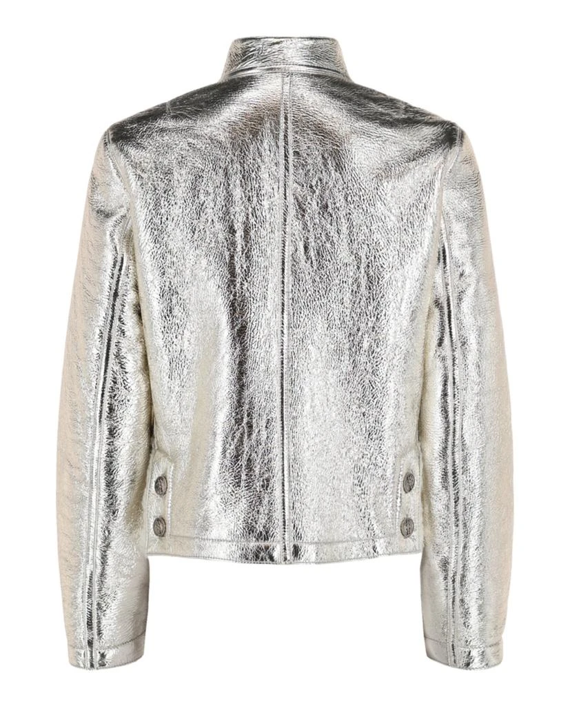 Salvatore Ferragamo Metallic Shearling Trimmed Bomber Jacket 2