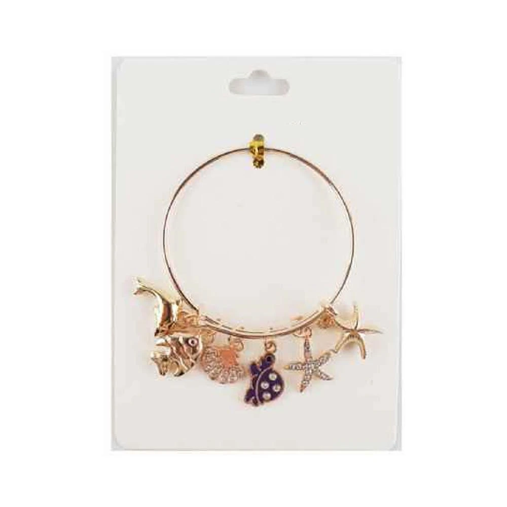 FASHNZFAB 12PCS - Starfish Shell Dolphin Charm Bangle Bracelets 3