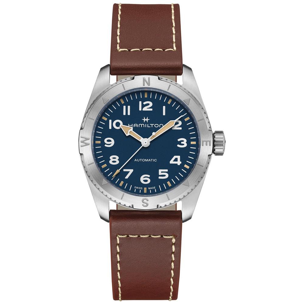 Hamilton Women's Swiss Automatic Khaki Field Expedition Brown Leather Strap Watch 37mm