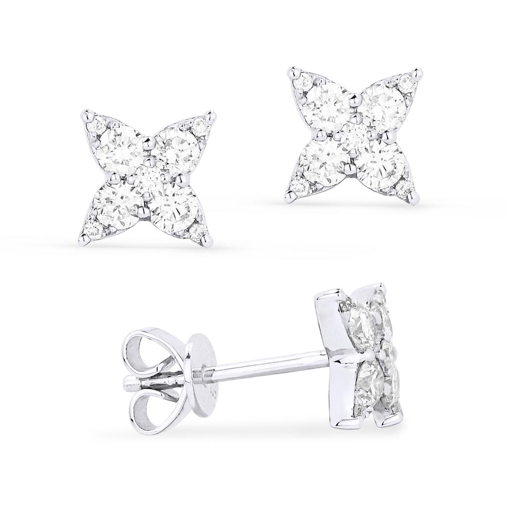 SSELECTS 18" 0.52Ct White Diamond Stud Earrings In 14K White Gold