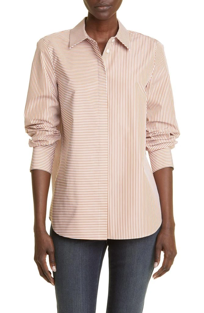 Lafayette 148 New York Scottie Stripe Button-Up Shirt 1