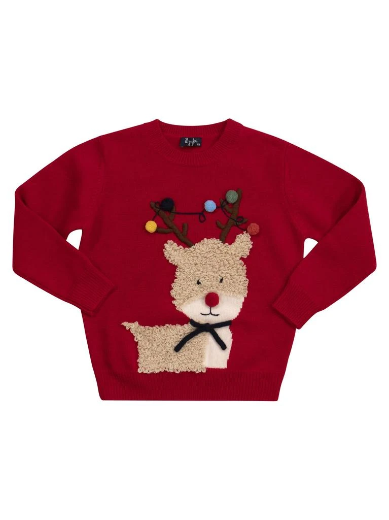 IL GUFO Christmas Jumper With Reindeer And Pom Poms 1