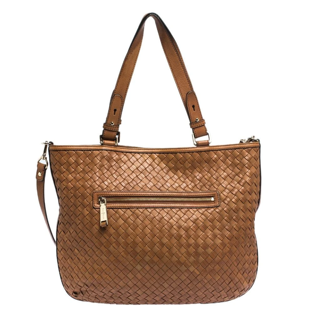 Cole Haan Brown Woven Leather Tote 3