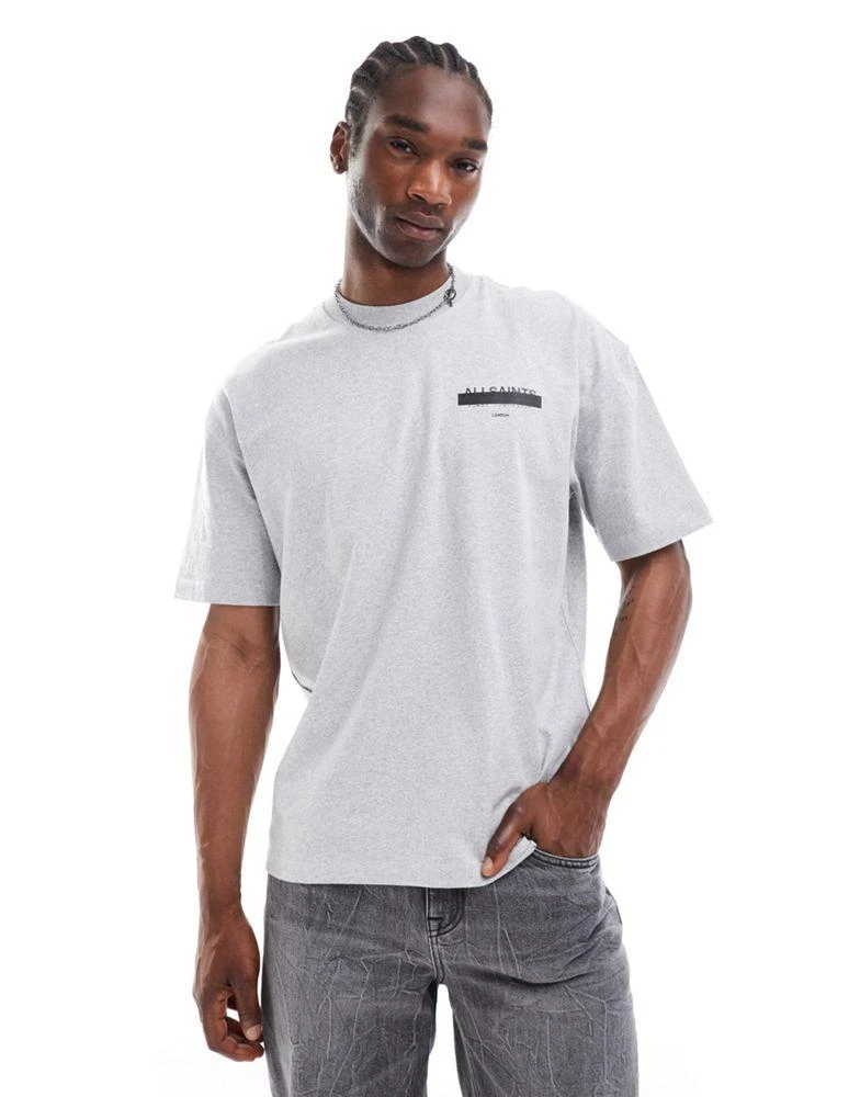 ALL SAINTS AllSaints Redact oversized embroidered logo t-shirt in grey marl 2