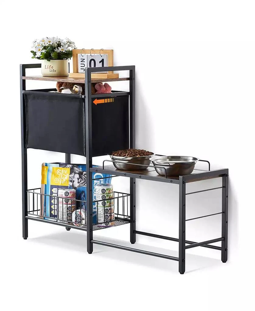 AOSTIRMOTOR Elevated Dog Feeding Station: All-in-One Organizer with Raised Bowls 
Storage for Food and Toys 10