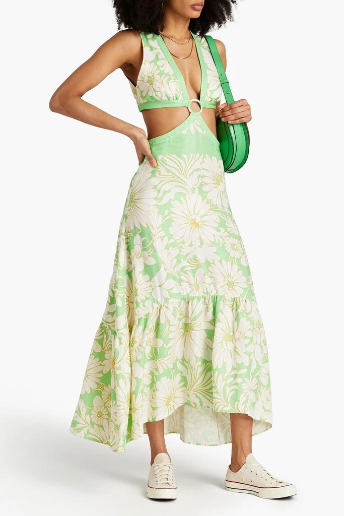 Sandro Cutout floral-print satin-twill maxi dress 2