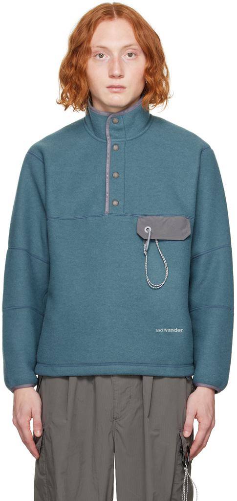 and wander Blue Embroidered Sweatshirt