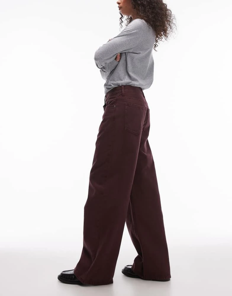 ARKET ARKET Cloud low rise baggy wide leg jeans in washed burgundy 3