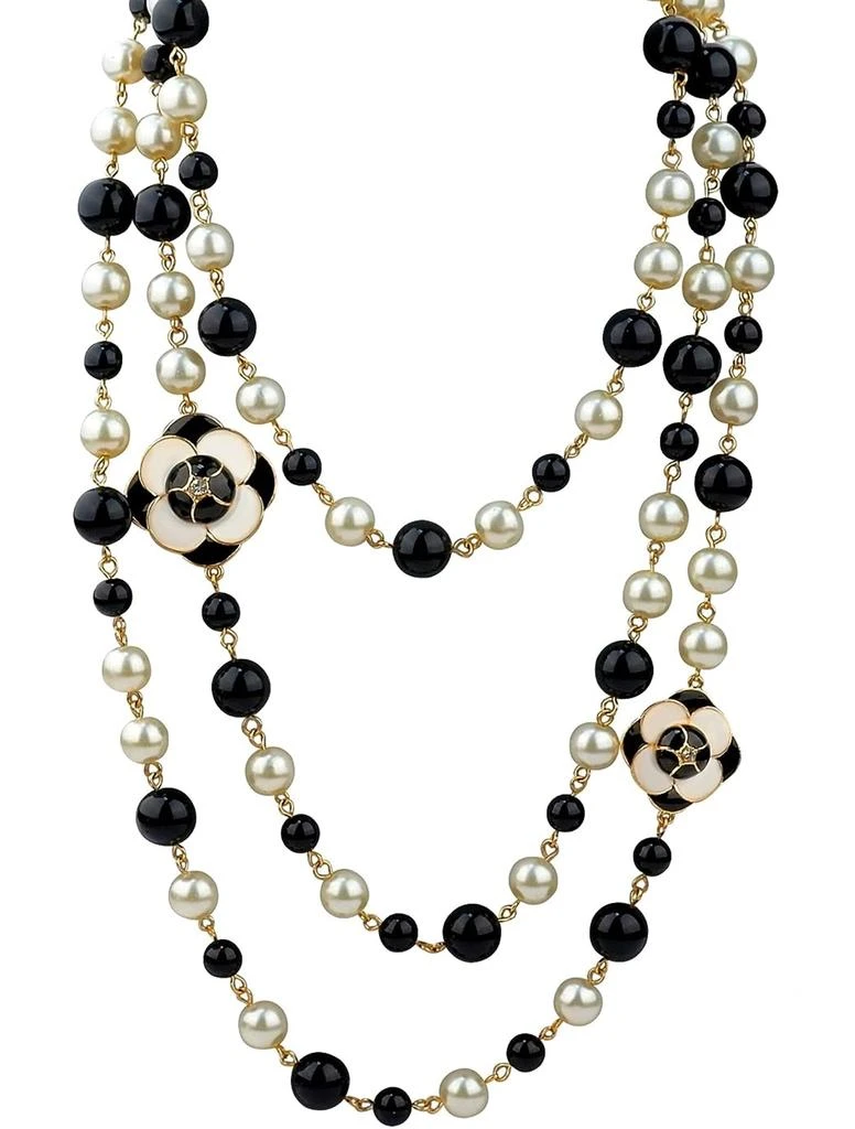 Liv Oliver 18K Gold Black 
White Pearl Necklace