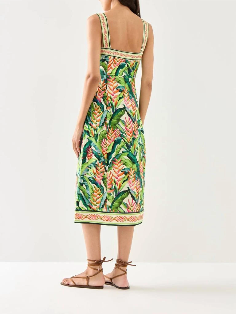 FARM Rio Heli Leaves Button Front Linen Midi Dress in Pearl at Nordstrom, Size Medium
