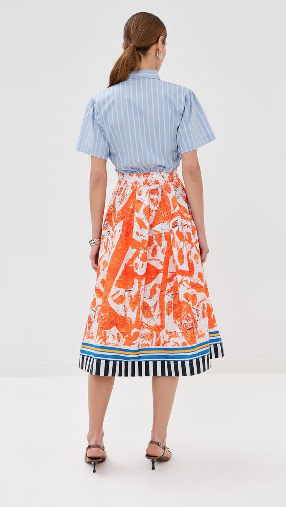 STELLA JEAN Striped Floral Midi Dress