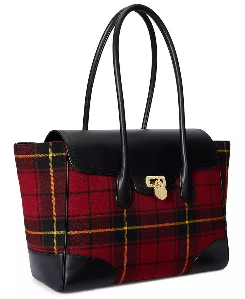 Ralph Lauren Plaid Twill Large Tanner Satchel Bag 2