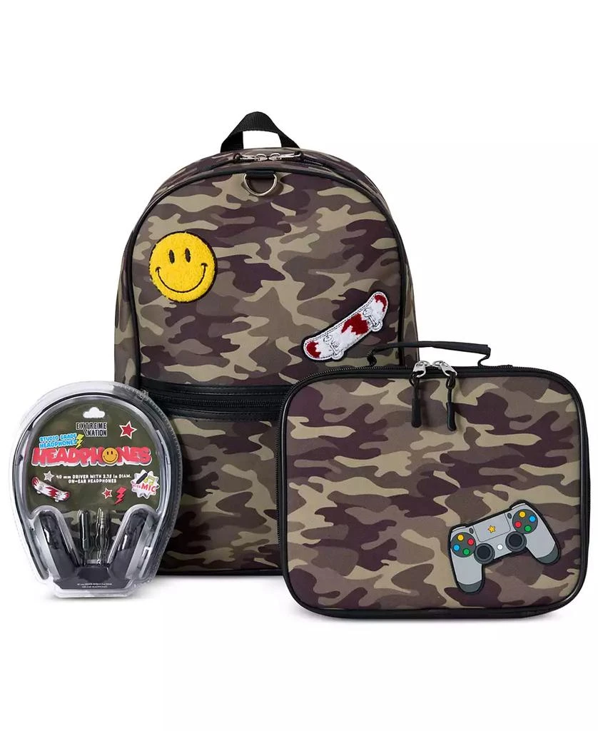 InMocean Big Boys Camo Backpack, Lunch Bag & Headphone Set 1