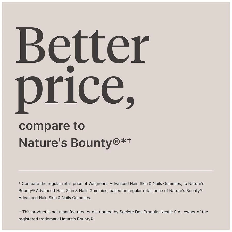 Walgreens Advanced Hair, Skin 
Nails Gummies Natural Strawberry 8