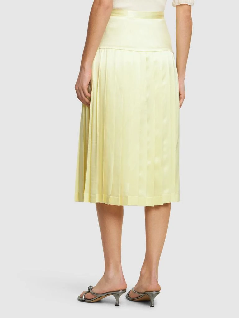 ALESSANDRA RICH Silk Satin Pleated Midi Skirt 2