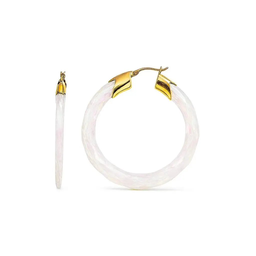 Gold & Honey Gold & Honey - Women's Swirl Twist Lucite Birthstone Hoop Earrings