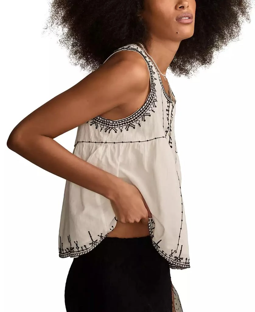 Lucky Brand Women's Cotton Embroidered Henley Racer Tank Top 3
