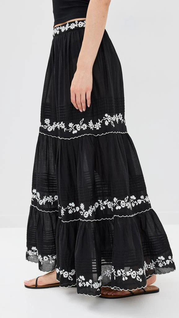 FARM Rio Black Embroidered Ruffled Maxi Skirt 3