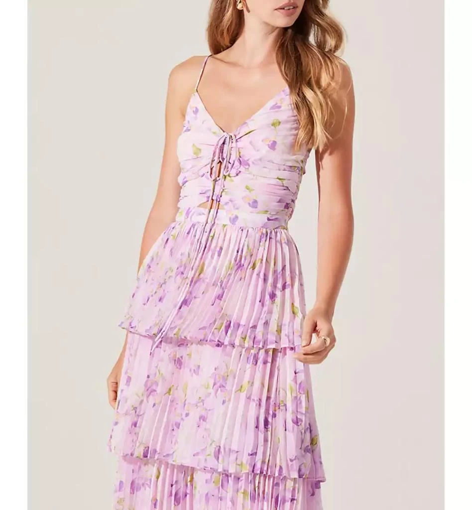 ASTR Women's Daytona Tie-Front Pleated Maxi Dress 5