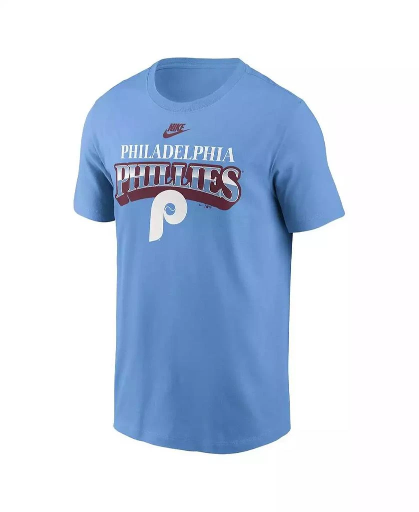 NIKE Men's Light Blue Philadelphia Phillies Cooperstown Collection Wordmark T-Shirt 2