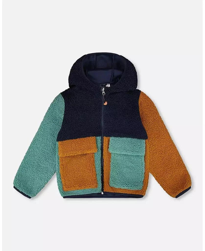 Deux par Deux Boys Sherpa Jacket Navy Colorblock
