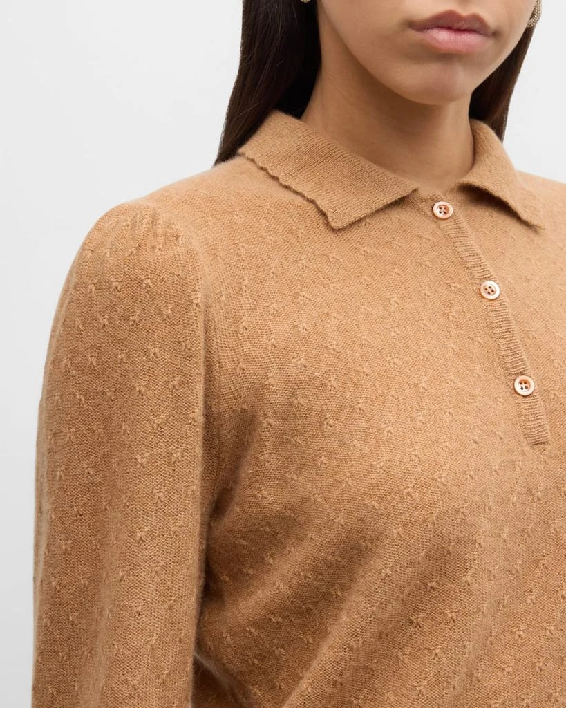FRAME Scalloped Cashmere Polo Sweater 5