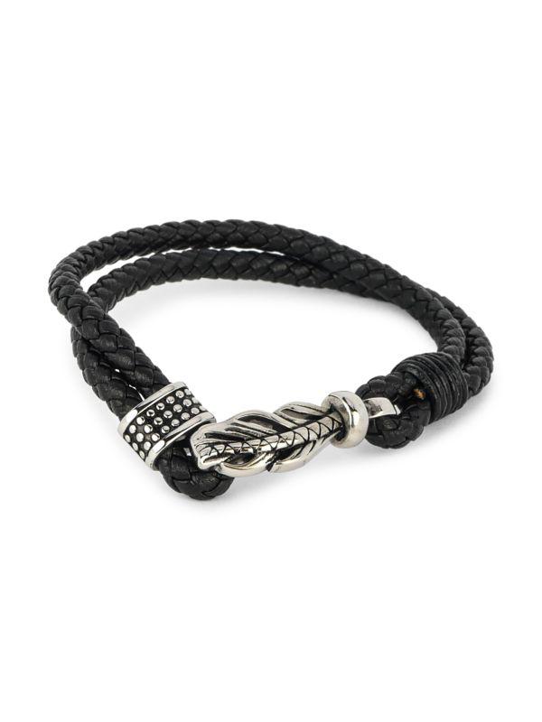 Jean Claude Stainless Steel & Leather Rope Bracelet