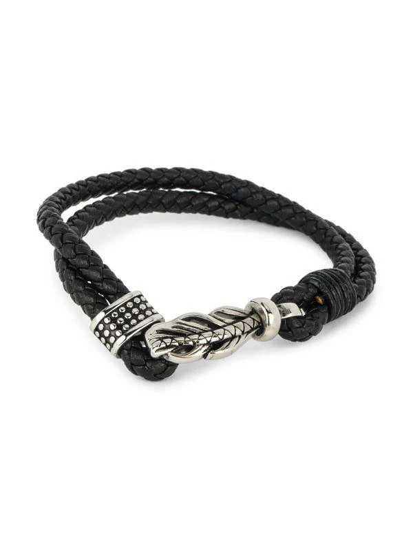 Jean Claude Stainless Steel & Leather Rope Bracelet 2