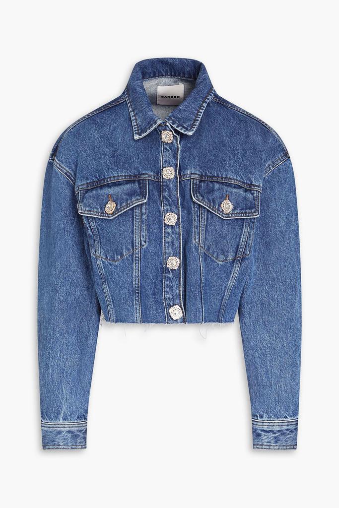 Sandro Paloma Embellished Faded Denim Jacket - Jackets