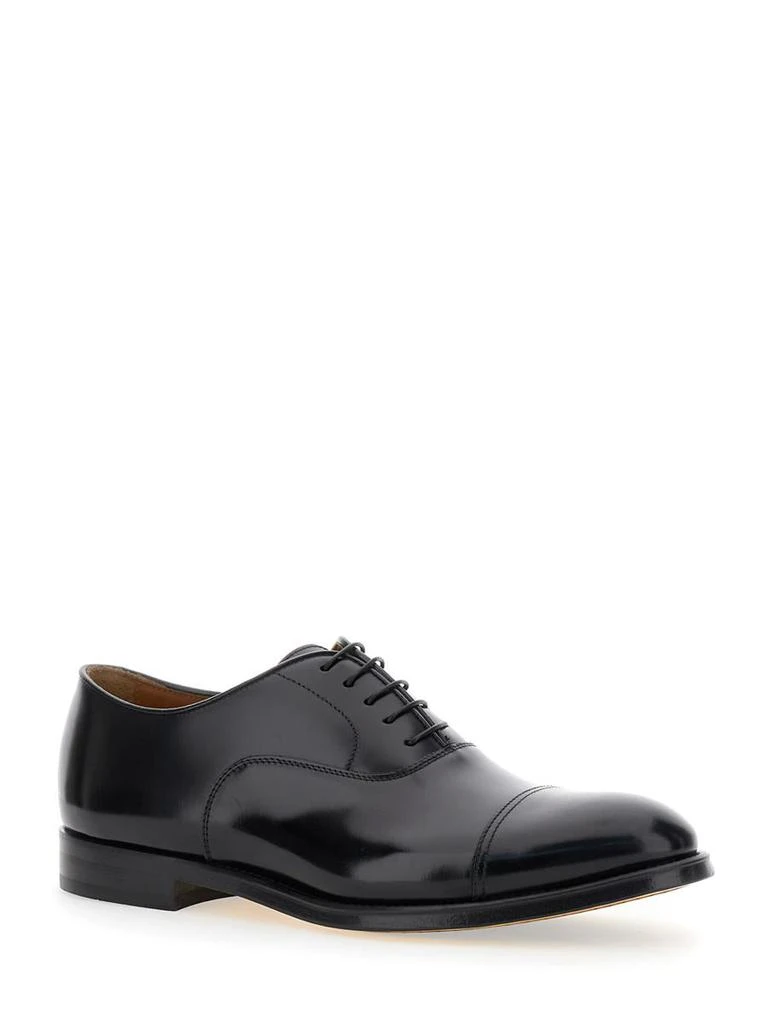 Doucal's Black Oxford Shoes With Five Holes In Smooth Leather Man 2