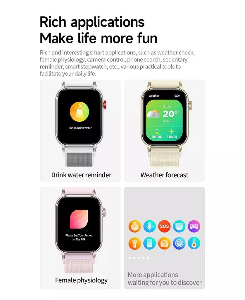 RUXING Smart 1.95" AMOLED Smart Watch for Women Men With Bluetooth Calling, Health Monitoring,Sport Modes, Intelligent Reminder IP67 -Silver 8