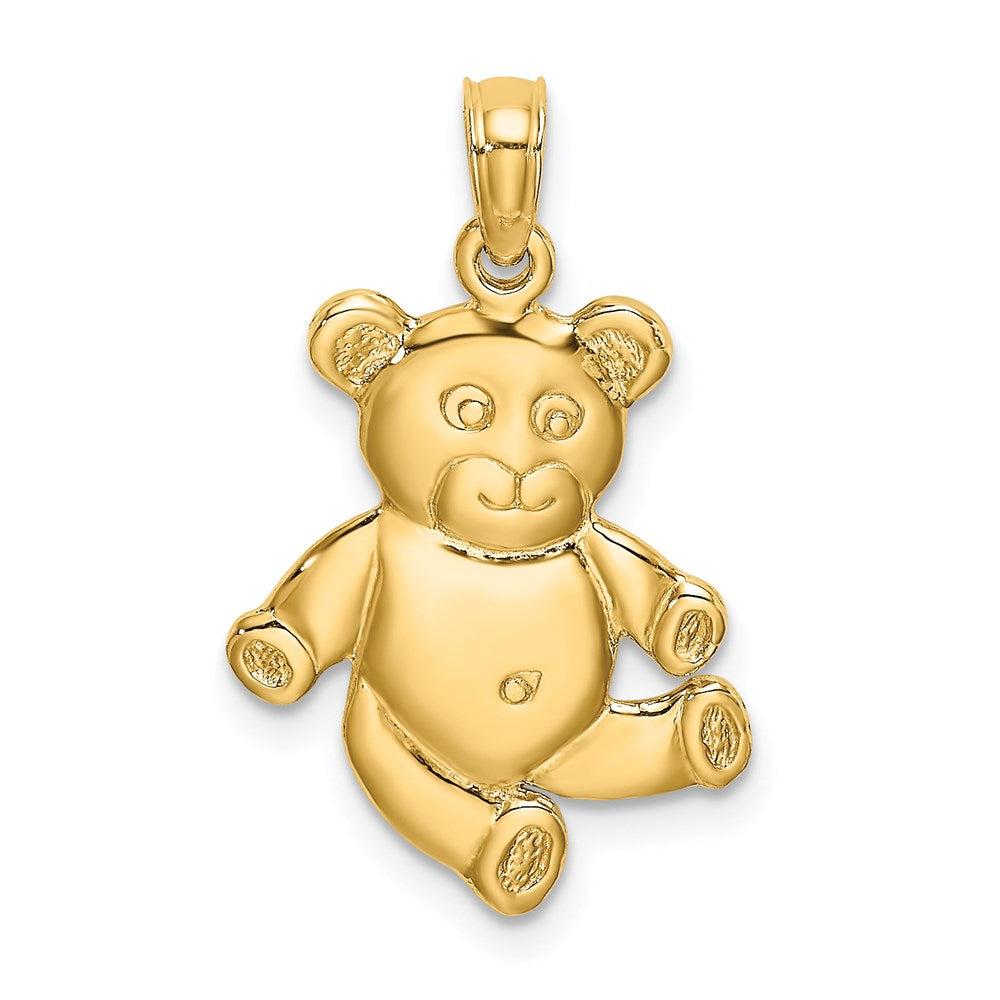 Diamond2Deal 14k Yellow Gold Reversible Teddy Bear Charm Pendant