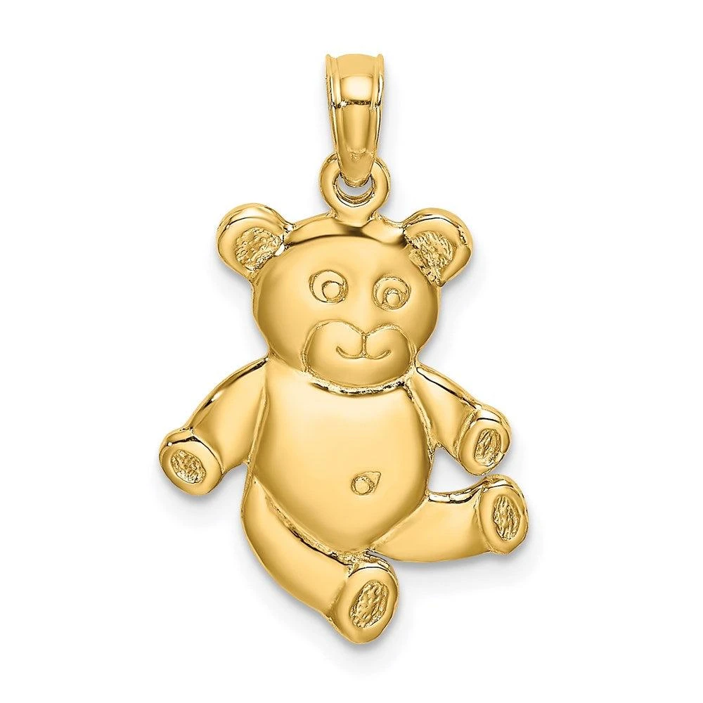 Diamond2Deal 14k Yellow Gold Reversible Teddy Bear Charm Pendant 1