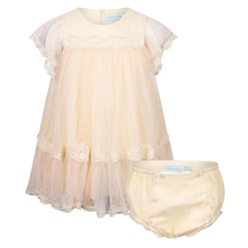 Abel & Lula Tulle and lace breezy dress with bloomer in salmon 1