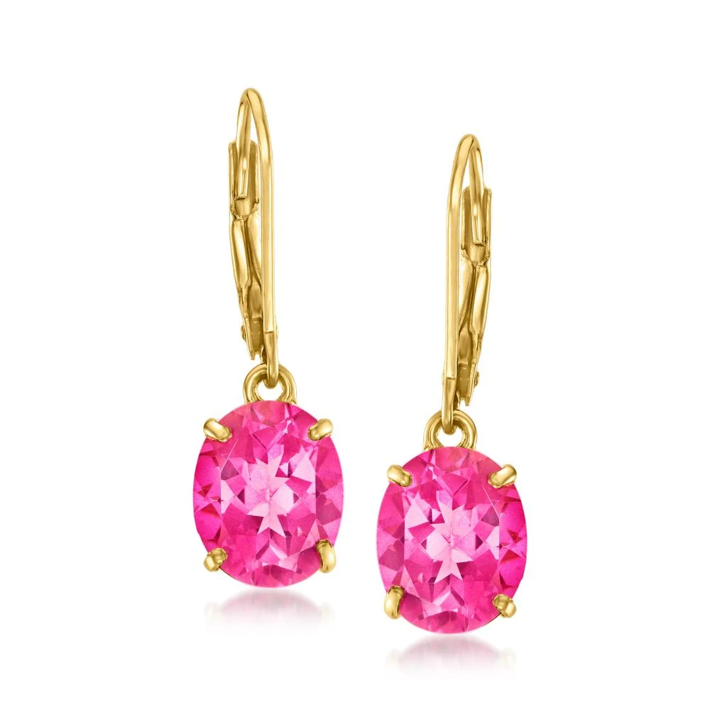 Ross-Simons Pink Topaz Drop Earrings in 18kt Gold Over Sterling 1