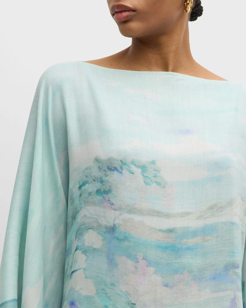 Rani Arabella Eden Cashmere-Blend Printed Poncho 7