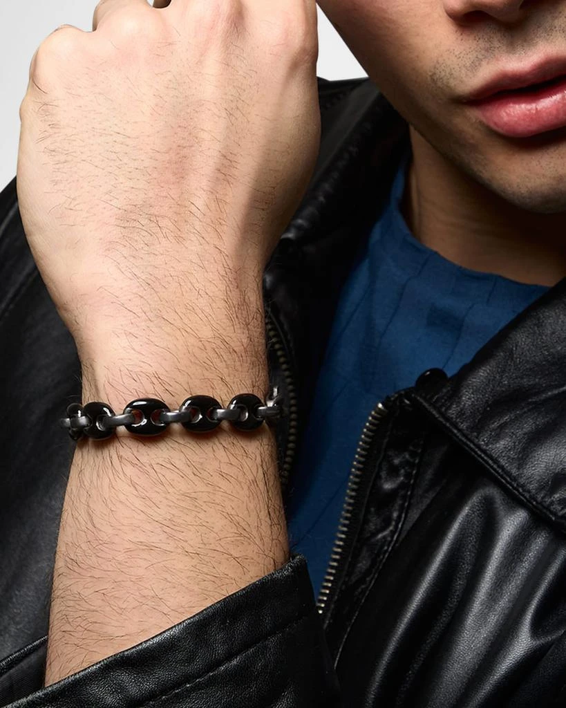 Marco Dal Maso Men's Ulysses Oxidized Sterling Silver Marine Link Bracelet with Black Enamel 2