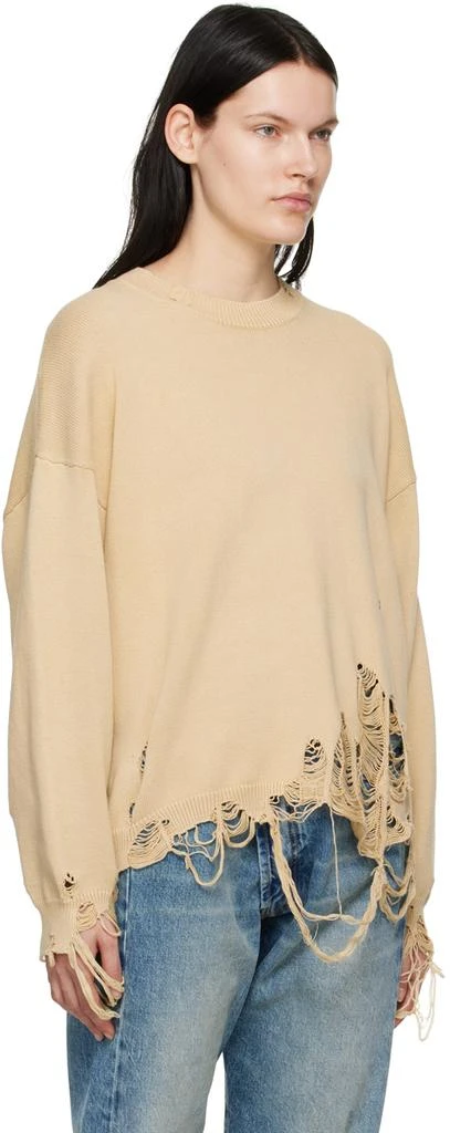 R13 Beige Destroyed Oversized Sweater 2