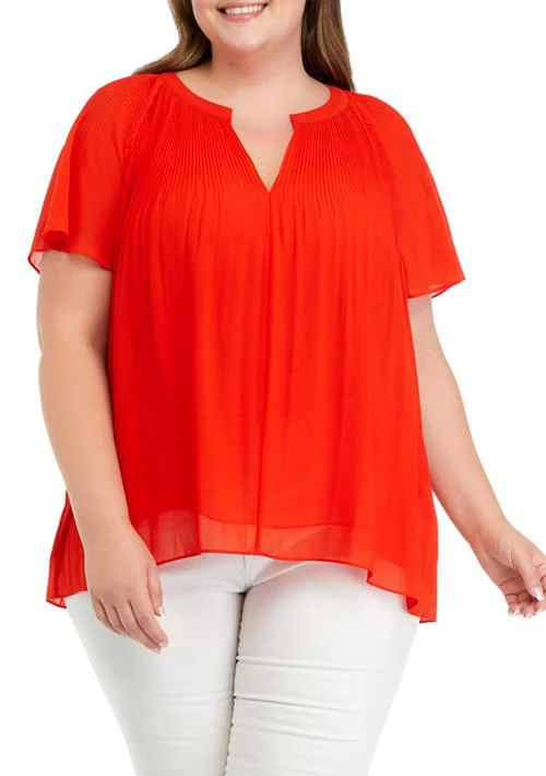 Chelsea & Theodore Theodore Plus Size Woven Ruffle Top 1