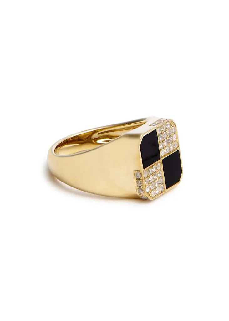 YVONNE LEON Bague Petit Damier 9kt gold pinky ring 2