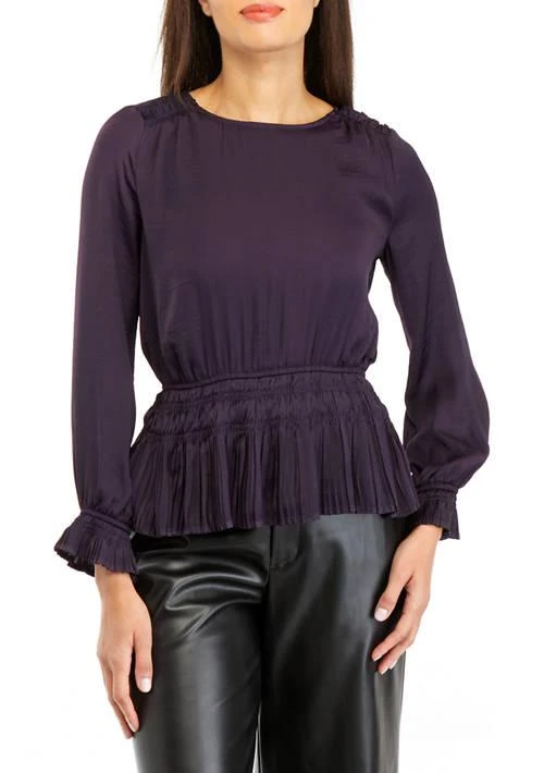 Catherine Malandrino Malandrino Womens Solid Peplum Airflow Blouse 1