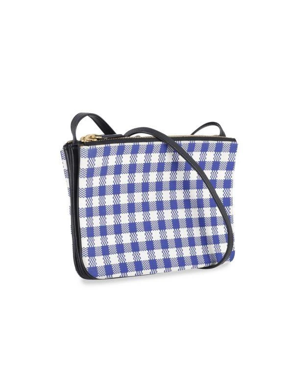 CELINE Celine Trio Gingham Crossbody Bag In Blue And White Cotton 3