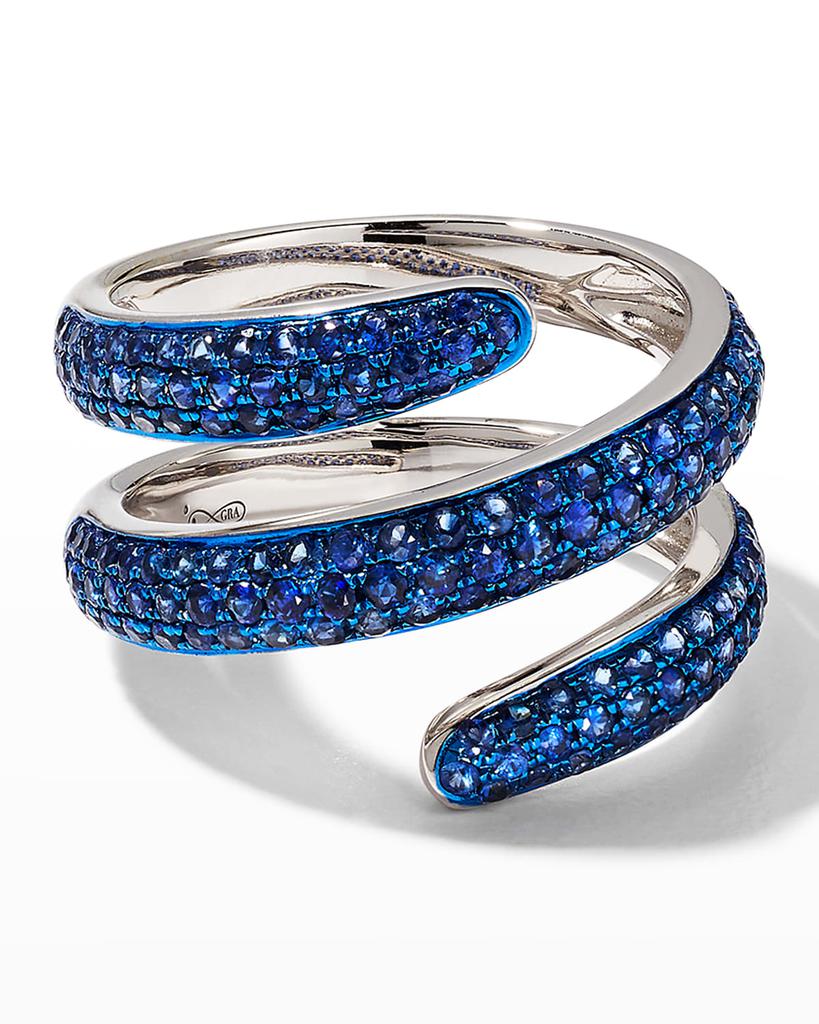 Graziela Gems Blue Rhodium and Blue Sapphire Coil Ring