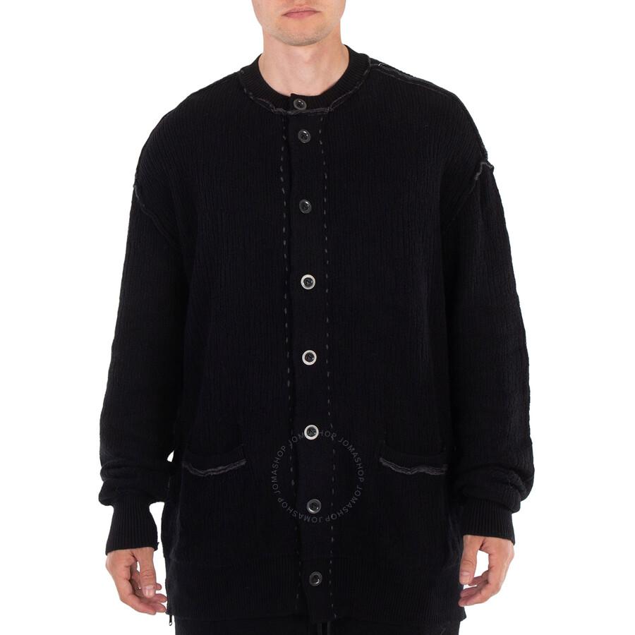 Viridi-Anne Men's Black Cotton / Cashmere Button Down Cardigan