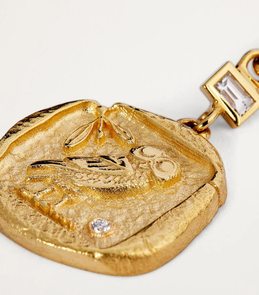 Azlee Small Yellow Gold and Diamond Owl of Athena Coin Charm 6