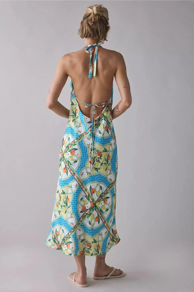 Glamorous Glamorous Tropical Scarf Print Satin Halter Slip Midi Dress 4