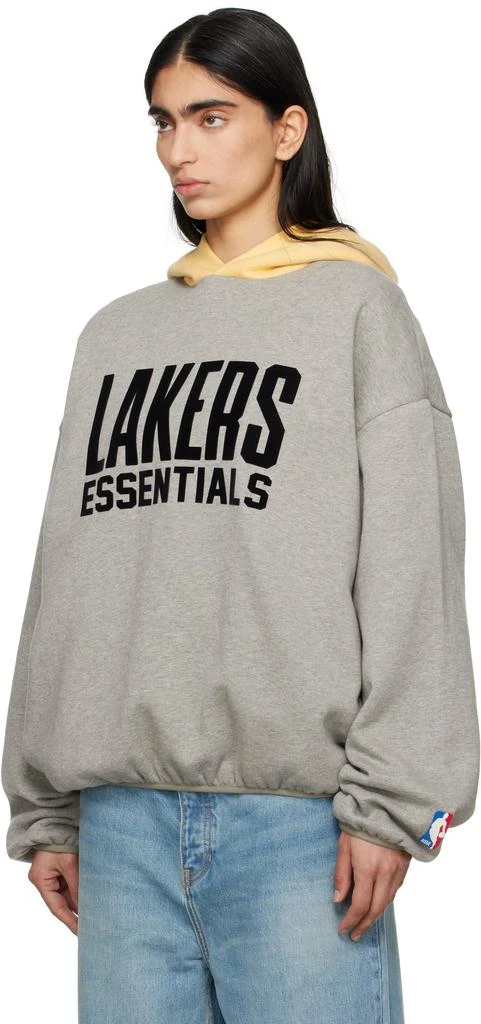 Essentials Gray & Yellow NBA Lakers Pull Over Hoodie 4
