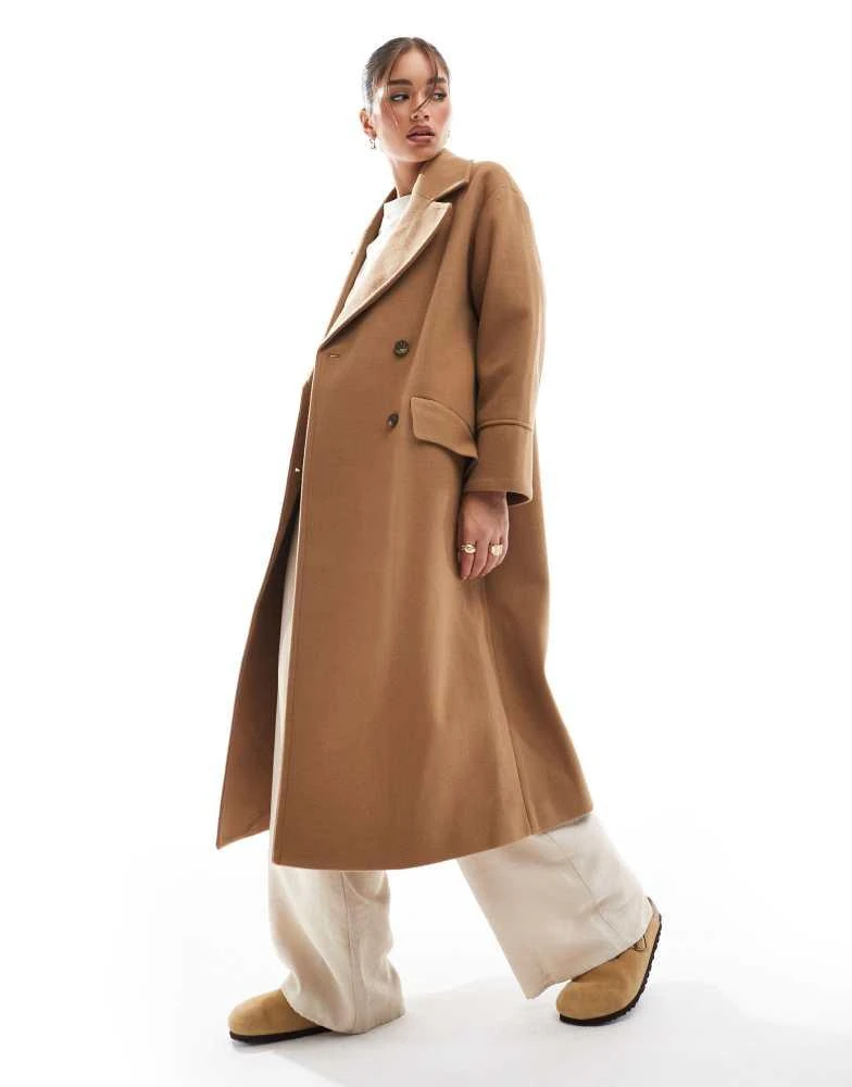Stradivarius Stradivarius oversized soft touch coat in camel 3