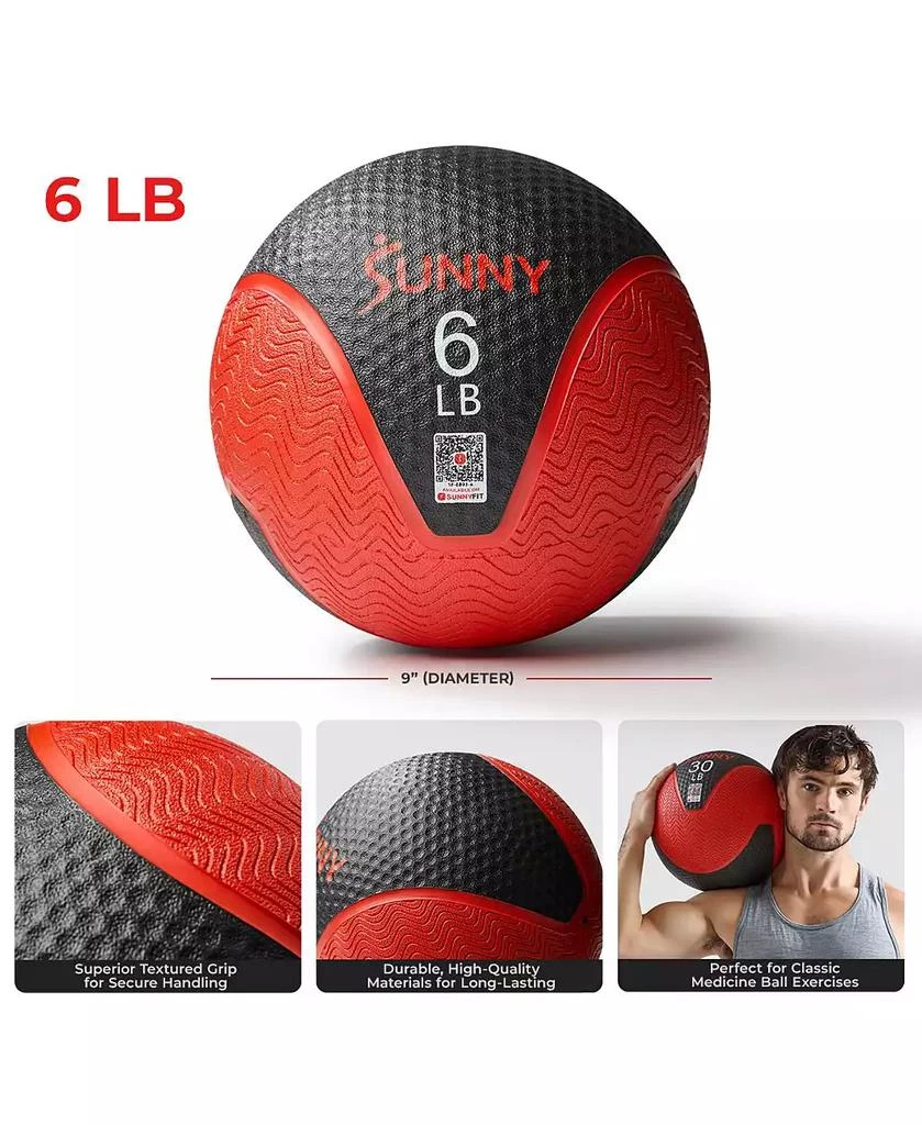 Sunny Health & Fitness Medicine Ball 6LBS, Non-slip Grip 7